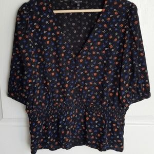 Madewell Prairie Posies Smocked Waist Top Size 10